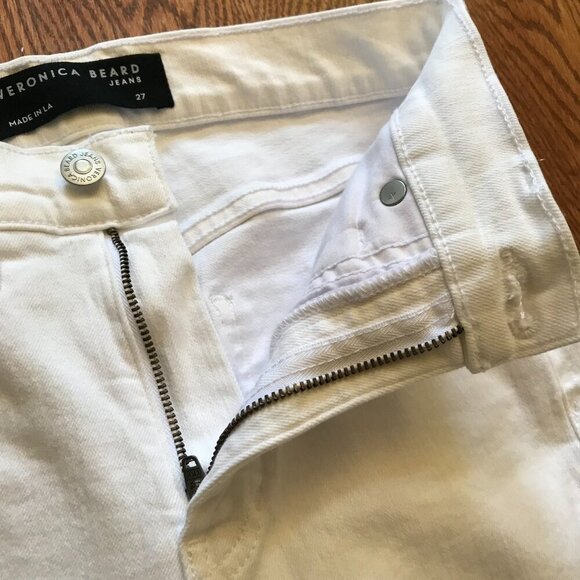Veronica Beard Carly Kick Flare Jeans Denim Womens 27 White Raw Hem High Rise - Picture 7 of 13
